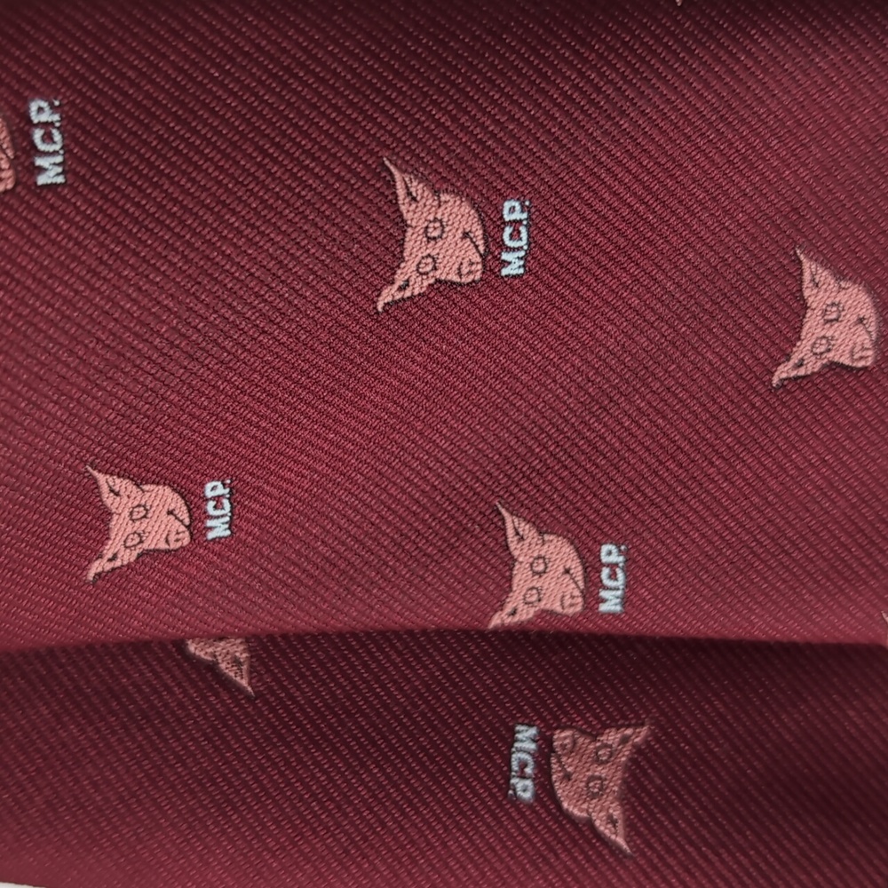 Vintage MCP (Male Chauvinist Pig M.C.P.) Neck Tie, Burgundy Red
